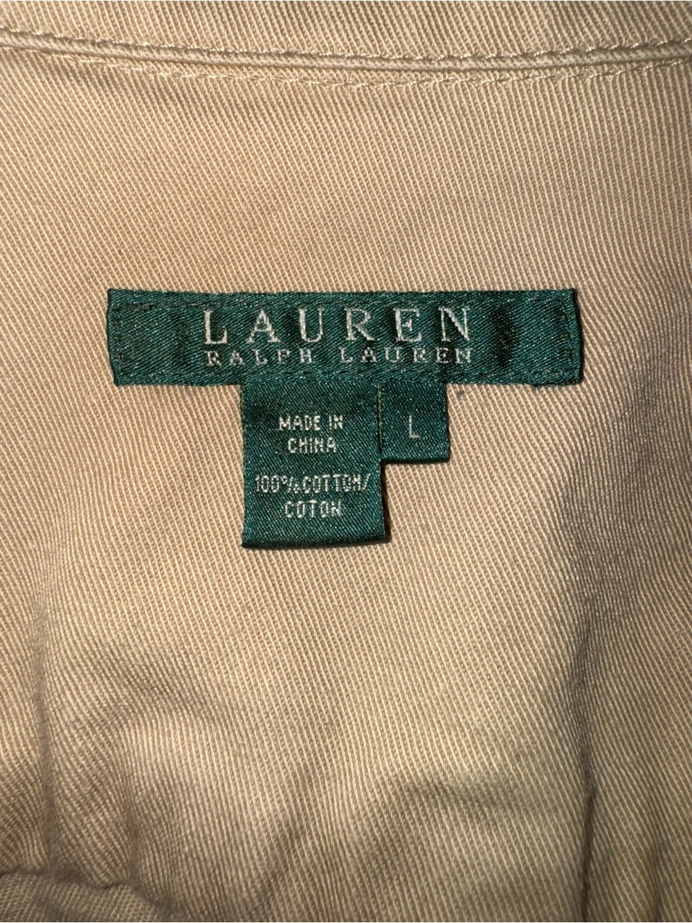 Lauren Ralph Lauren Khaki Cotton Blazer Jacket Women’s Large Utility - Picture 7 of 11